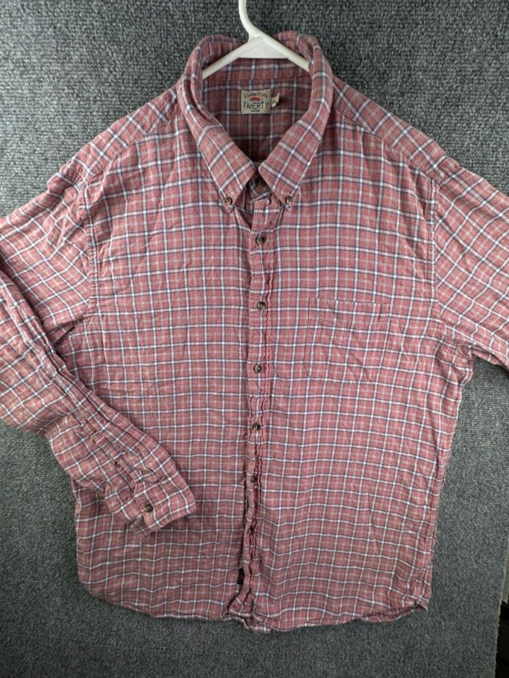 Faherty Button Up Flannel Shirt 2XL Red Blue Check Long Sleeve Soft Adult